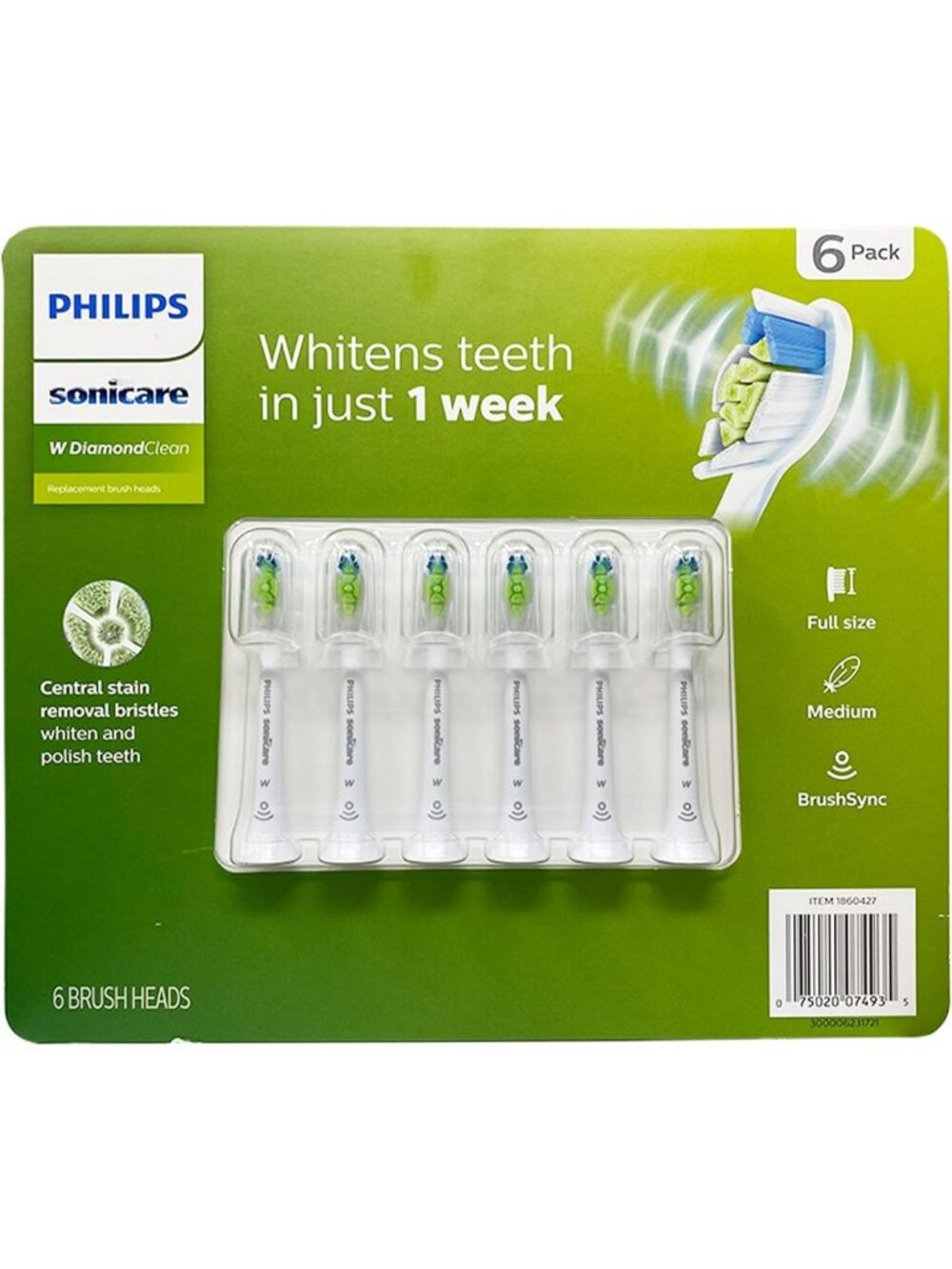 6-Pack DiamondClean Electric Toothbrush Replacement Heads - White, Superior